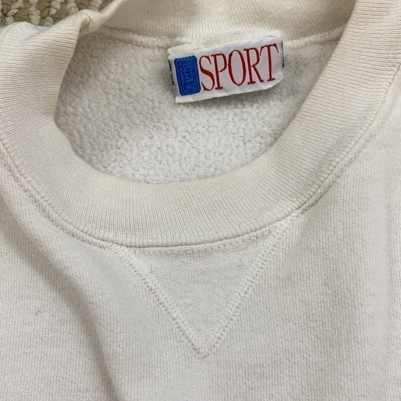 VINTAGE 80s KEDS SPORT White Crewneck Pullover Sweatshirt S/M Retro Athleisure - Picture 7 of 9